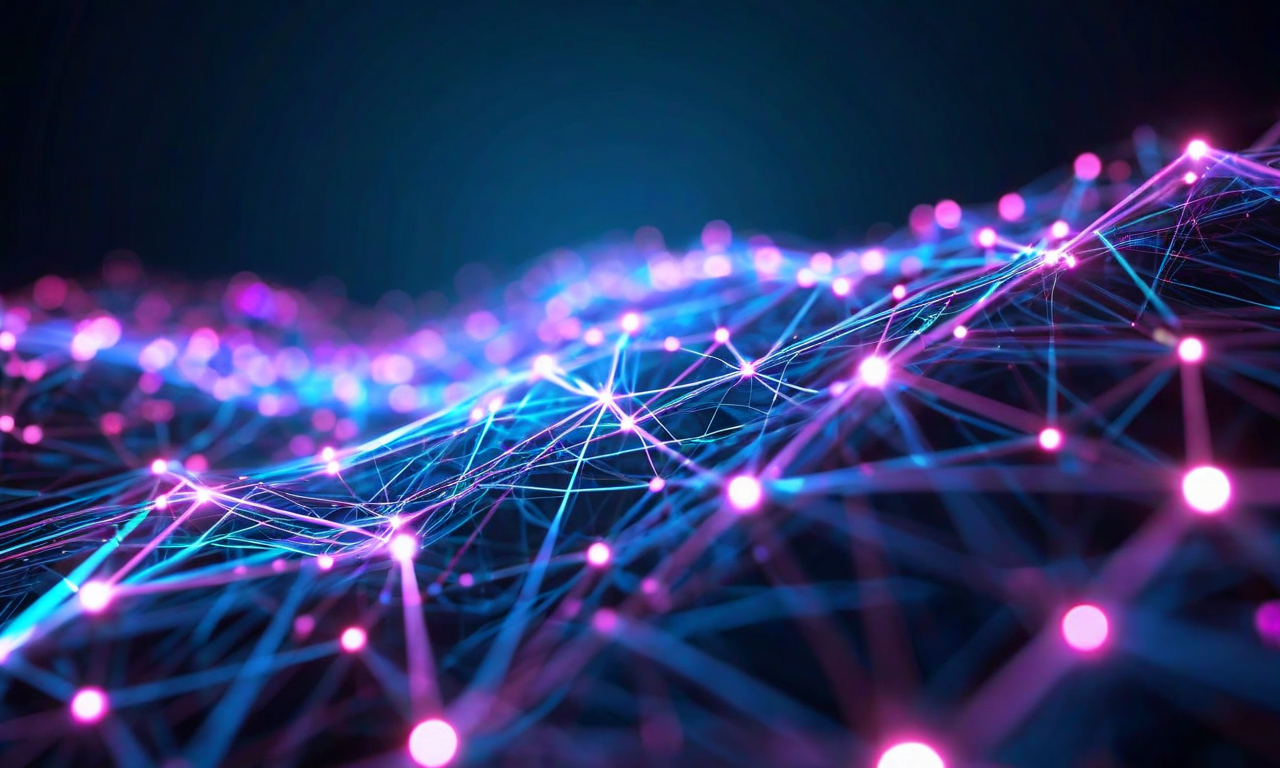 A technical visualization showing a neural network transitioning from a dense, memory-heavy structure on the left to a streamlined, efficient structure on the right, with flowing data particles between them, representing memory optimization in AI model training