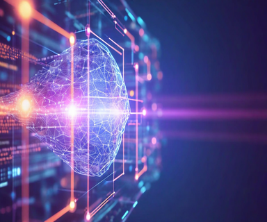 Abstract visualization of an AI agent analyzing documents with visible connection pathways, representing explainable topic modeling and transparent reasoning processes in artificial intelligence