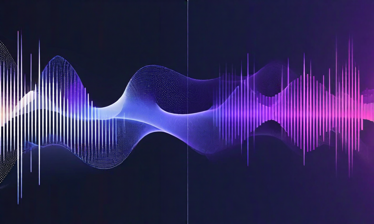 A visual representation showing the transformation from rigid geometric waveforms on the left to flowing, interconnected conversation bubbles on the right, symbolizing Siri's evolution from a command-based system to a conversational AI interface, rendered in blue and purple gradients