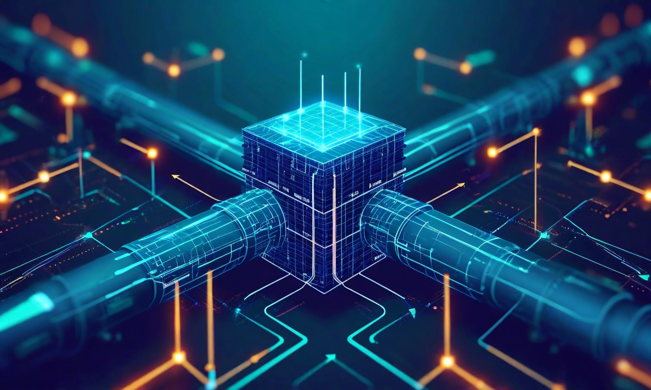 複数のキャリアが共通のリファレンスアーキテクチャに基づいて構築する様子を示す図。中央に標準化されたアーキテクチャの基盤があり、そこから3つの並列デプロイメントパイプラインが分岐している。各パイプライン間には相互運用性を示す接続ノードとデータフローが表示され、デプロイメント時間短縮、ベストプラクティス共有、シームレスな統合を視覚化している。