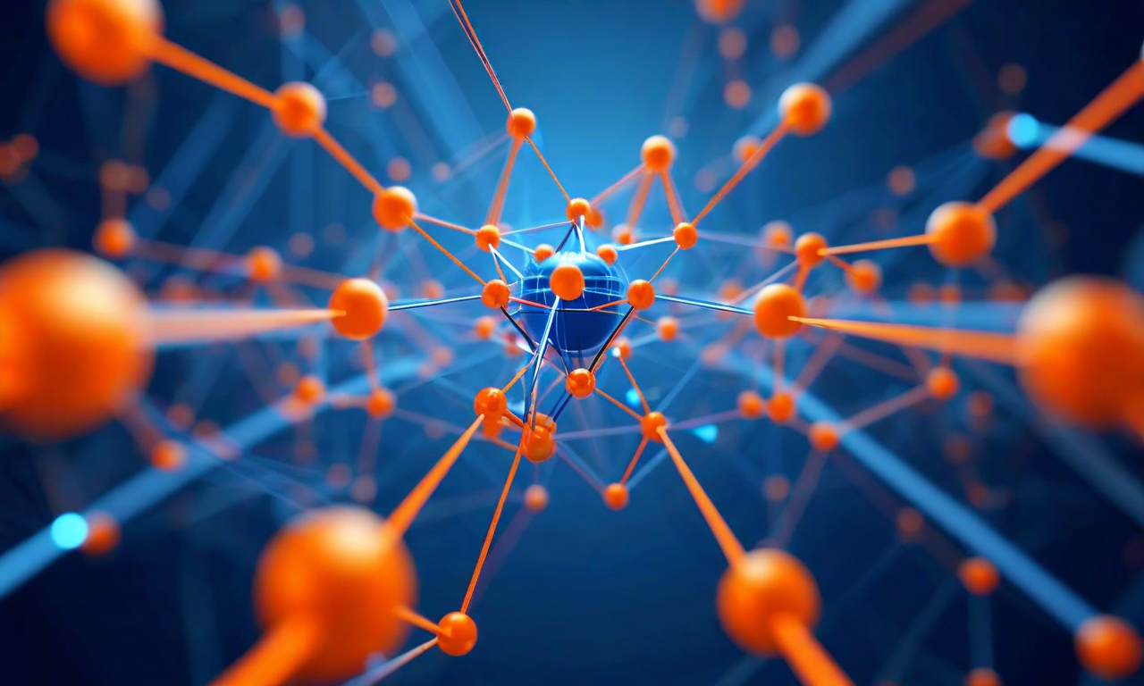 複数の政治勢力を表現する異なる色の球体や幾何学的形状が、光の線で結ばれながら中央の統一された構造へ収束していく抽象的なビジュアル。民主党と公明党が統合し、中道改革連合として一つの統一体を形成する過程を表現している。