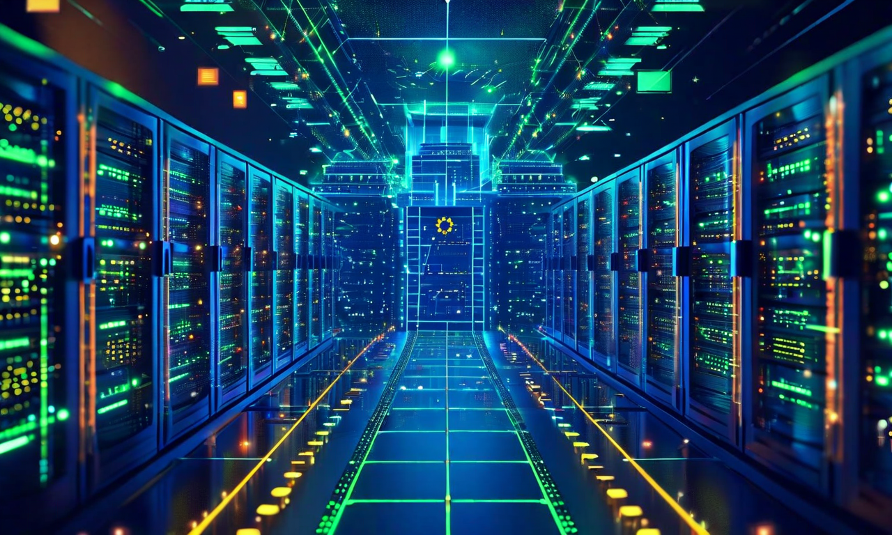 EU内の隔離されたインフラストラクチャを戦略的な要塞として表現したビジュアル。強化された境界線で保護された安全なデジタルエコシステムが中央に配置され、外部の混乱したデータフローと対比されている。内部インフラは効率的に発光し、最適化されたサーバー、合理化されたデータパス、安定したパフォーマンスメトリクスが表示されている。制約が強みに変わる様子を視覚化：要塞の壁が競争優位性に、ボトルネックが制御されたゲートウェイに、隔離が回復力に変わる様子が描かれている。