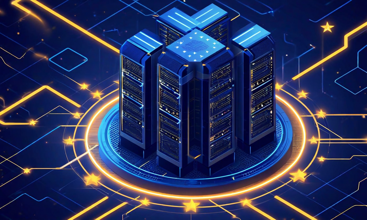 Isometric illustration of a secure digital infrastructure fortress contained within a circular European boundary, representing AWS European Sovereign Cloud's data residency and regulatory compliance architecture