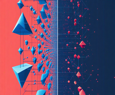 Split visualization showing imbalanced scales with overwhelming majority class on the left transforming into balanced, organized data arrangement on the right, connected by flowing algorithmic patterns representing bankruptcy prediction methodology