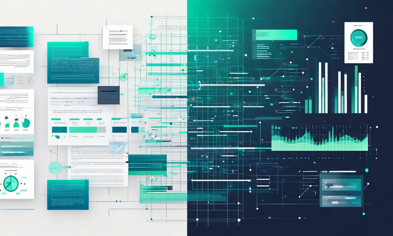 Split-screen visualization showing the transformation from chaotic unstructured data on the left to organized structured data on the right, representing the data preparation process for machine learning training