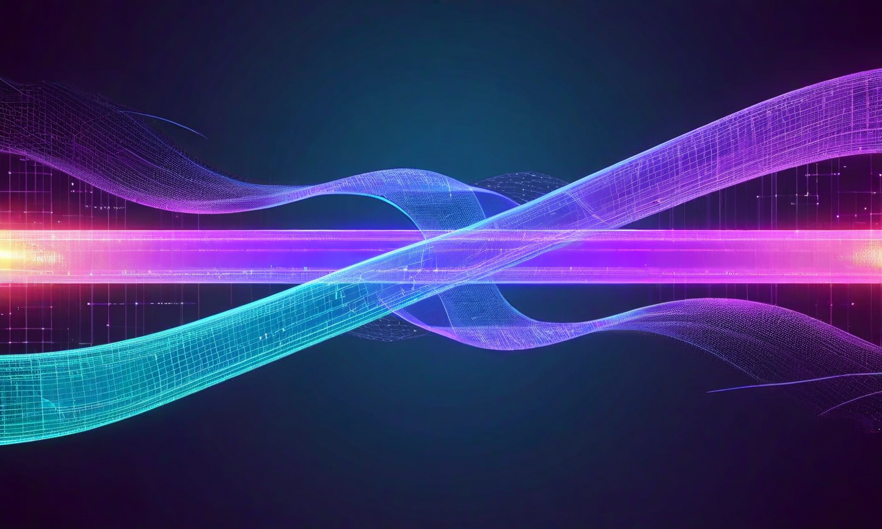 Three distinct colored light streams representing Query, Key, and Value projections converging into a central attention mechanism point, set against a dark background with subtle neural network patterns