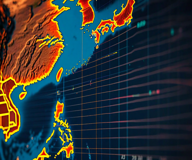 Seismograph display showing earthquake wave patterns with a map of Okinawa's Iriomote Island region, representing seismic monitoring and tsunami assessment systems