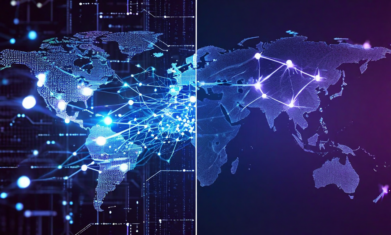 Conceptual illustration showing digital data streams and code breaking free from physical chains and barriers, dispersing across a global network map, representing the failure of export controls on cybersecurity tools and technology