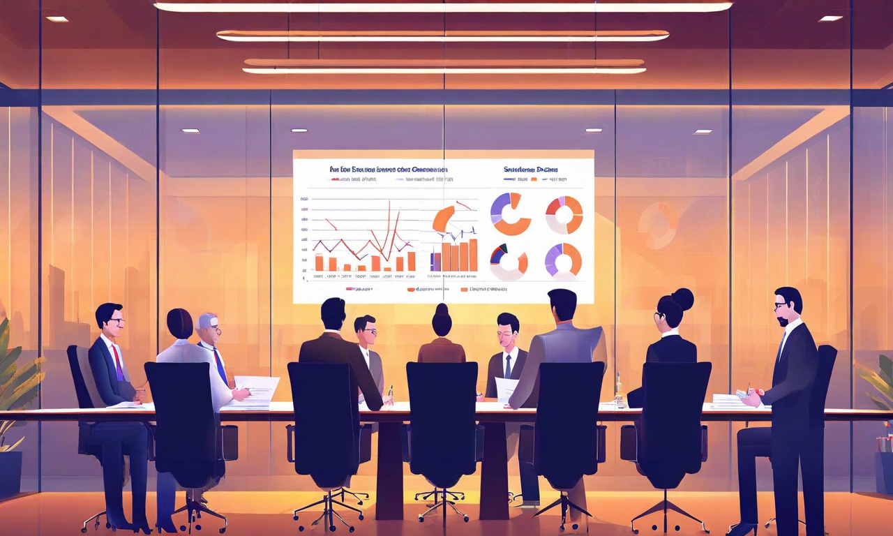 連邦準備制度理事会の保険政策諮問委員会（IPAC）の再構成を表現した画像。複数の多様な専門家が現代的な会議テーブルを囲み、金融安定性と保険規制に関する戦略的な議論を行っている。背景には金融分析チャートや規制文書が見え、機関の信頼性と専門性を視覚的に表現している。