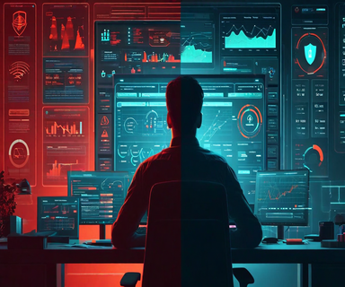 Split-screen illustration comparing traditional vulnerability scanning with overwhelming false positive alerts on the left versus AI-enhanced scanning with filtered, accurate threat detection on the right, connected by flowing data streams