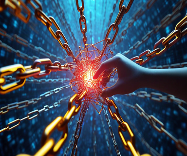 A digital network visualization showing a dominant central node separating from an interconnected web of smaller nodes, symbolizing the breaking of internet infrastructure agreements and the fragmentation of open access principles