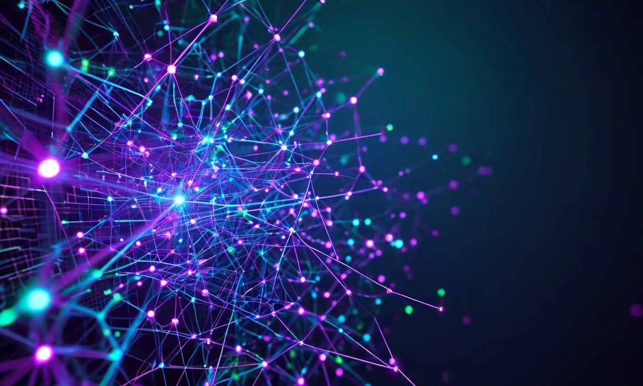 A technical visualization depicting neural network compression, showing a dense network of glowing blue nodes transforming into a sparse, efficient structure with fewer green nodes, illustrating the concept of hierarchical sparse plus low-rank compression in large language models