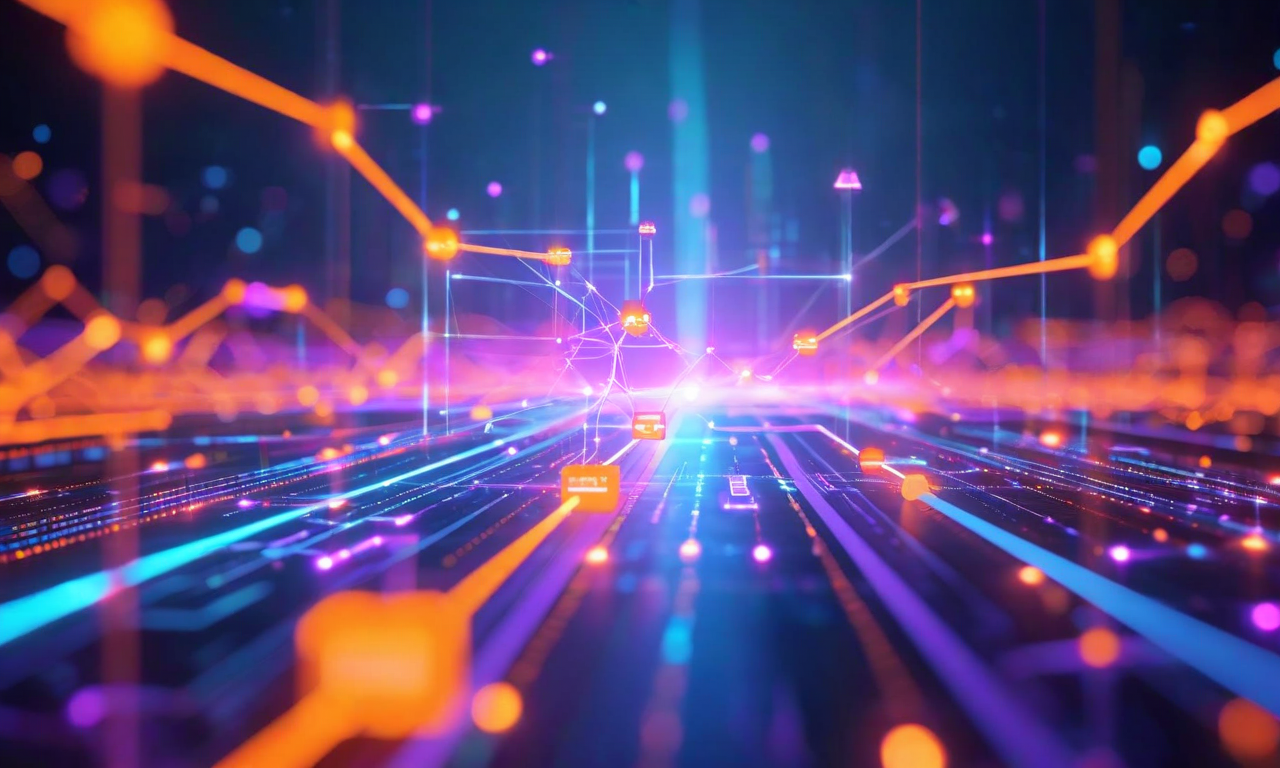 Abstract visualization of an AI reinforcement learning system showing a glowing neural network node at multiple diverging pathways in gradient colors, with semi-transparent replay effects suggesting hindsight learning and multi-objective decision making