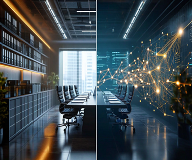 Split illustration contrasting traditional venture capital fund structure with filing cabinets and formal documents on the left, versus a modern flexible network of interconnected investment nodes with flowing capital streams on the right, representing alternative deal-by-deal investment approaches