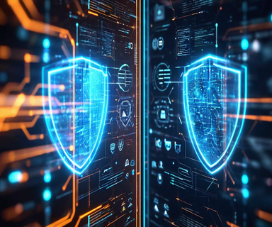 Split image showing a pristine AI interface with safety shields on the left contrasted with a glitching, fragmented version of the same interface with warning symbols on the right, representing the gap between AI safety claims and observed performance