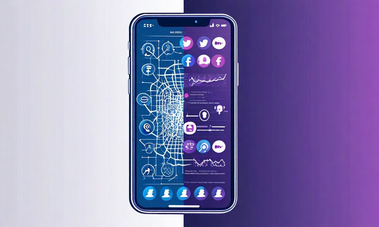 Split composition showing a smartphone with social media interface alongside abstract neural network patterns, representing the legal case about social media's psychological effects on minors
