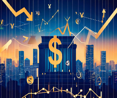 Illustration depicting coordinated currency intervention between Japan and the United States, showing yen and dollar symbols connected by exchange arrows with central bank buildings and financial trend lines in the background