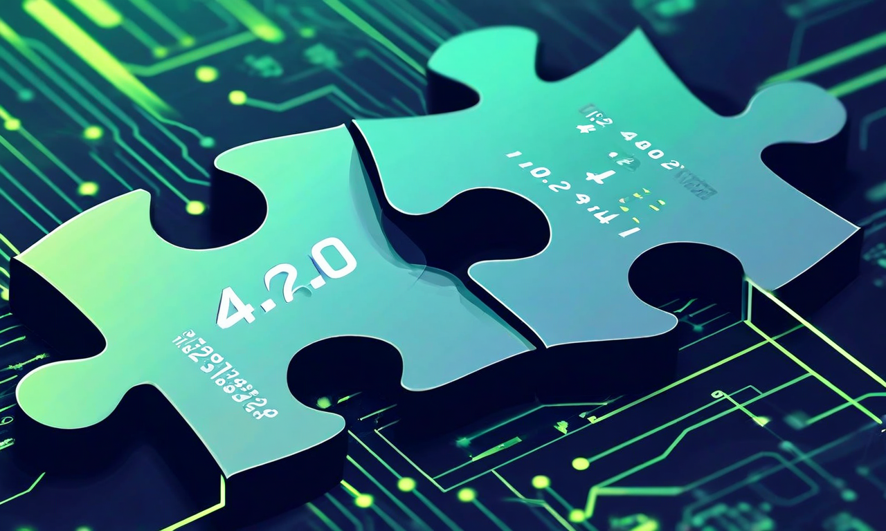 Two interlocking puzzle pieces or gears representing jQuery 4.0 and jQuery UI 1.14.2 compatibility, rendered in modern blue and teal colors against a technical background with subtle geometric patterns
