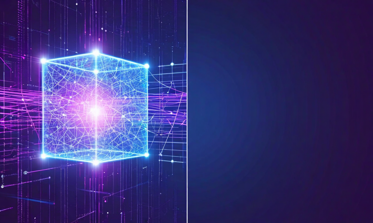 Abstract visualization of a large neural network with flowing data being compressed and distilled into a compact glowing geometric form, representing the concept of context compilation in large language models