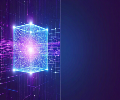 Abstract visualization of a large neural network with flowing data being compressed and distilled into a compact glowing geometric form, representing the concept of context compilation in large language models