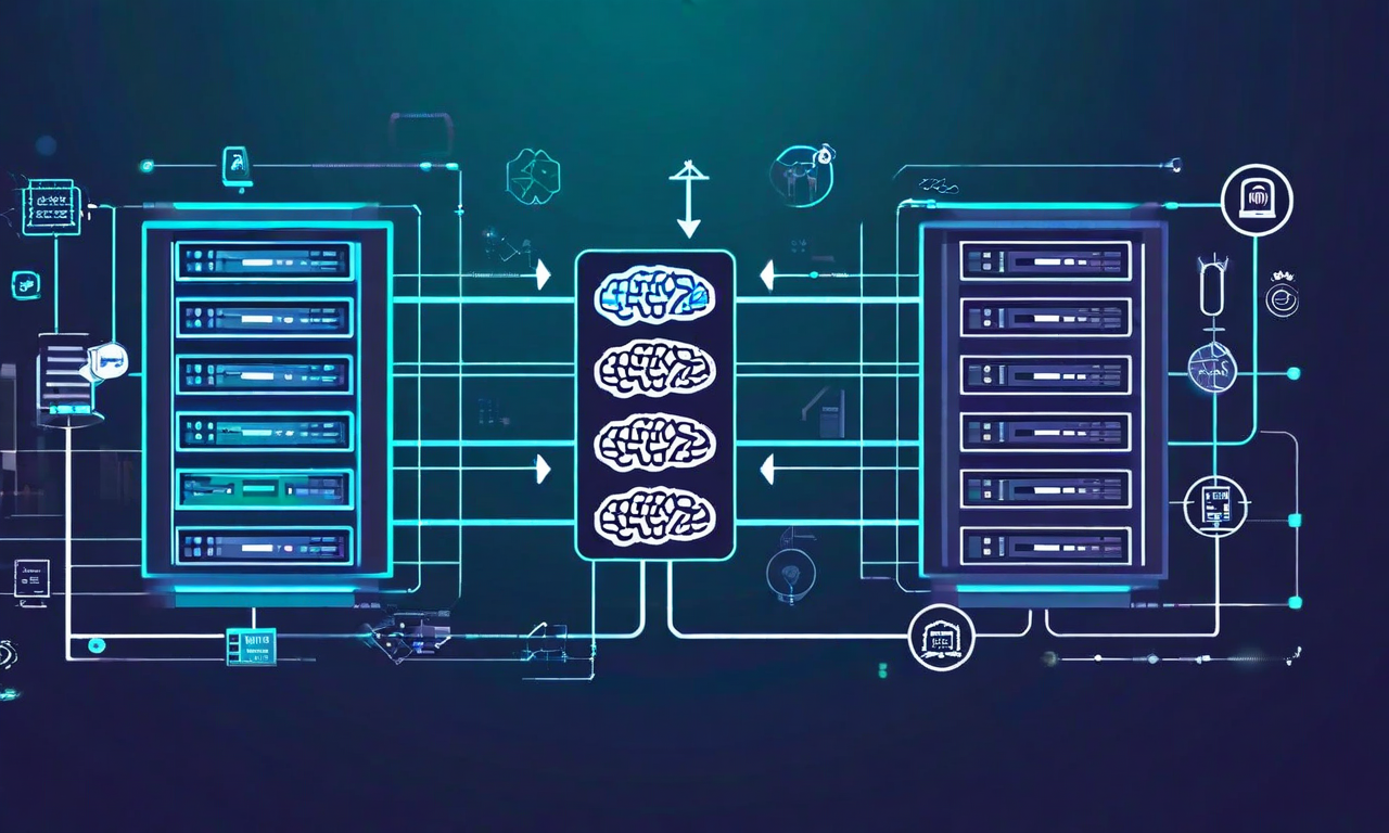 Technical architecture diagram illustrating the Model Context Protocol's client-server pattern, showing an AI client on the left connected through a central protocol layer to multiple data source servers on the right, with bidirectional arrows indicating standardized communication flow