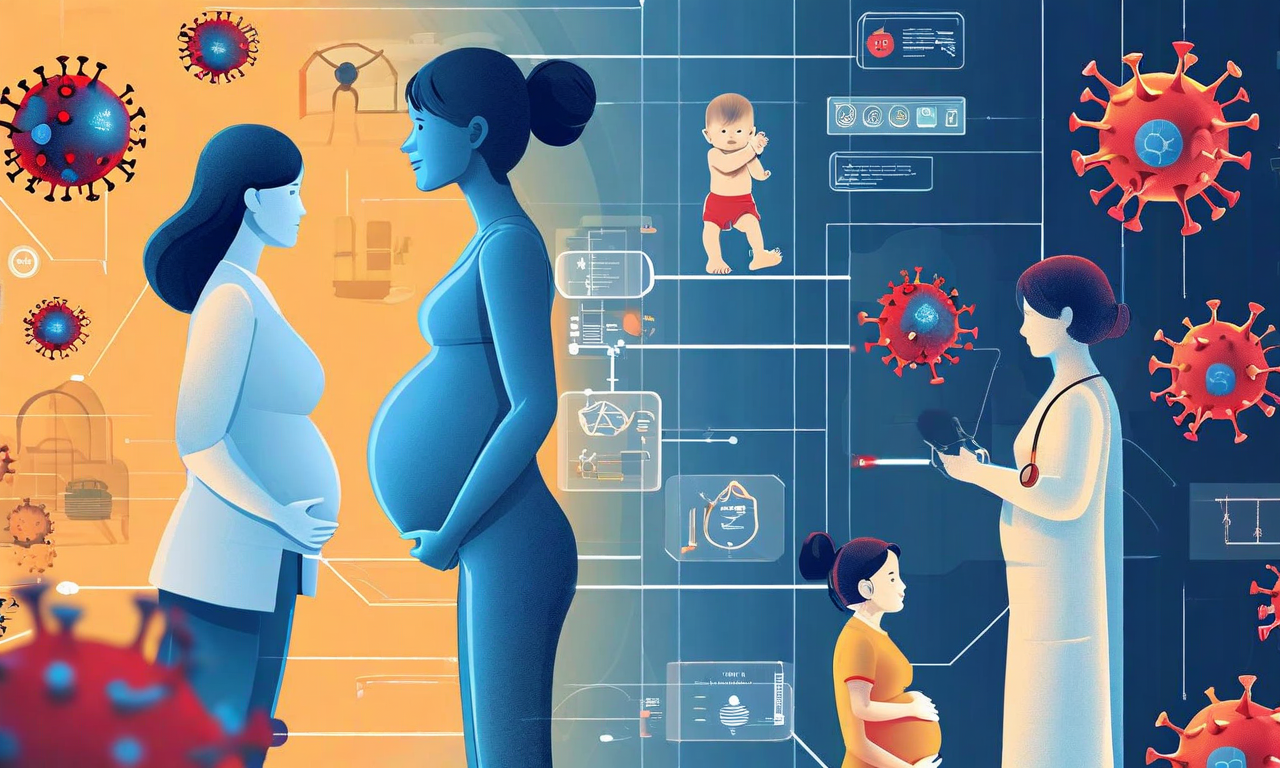 麻疹による死亡率と重症化リスクを表現した医学的イラスト。乳幼児、免疫不全者、妊婦などの脆弱集団を象徴的に描き、ウイルス粒子、保護バリア、医療介入のシンボルを含む。臨床的な青、保護的な金色、警告的な赤色を使用して、医学的な深刻さと人道的な脆弱性の両方を表現している。