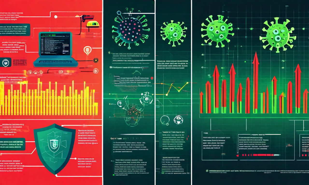 麻疹制御から排除への移行を表現した概念図。左側の危機的状況(赤色の警告指標と疾病拡散パターン)から始まり、中央の強化された監視システムと上昇するワクチン接種率を経て、右側のコミュニティ免疫達成状態(緑色の健全な指標)へと進化する段階的な流れを示している。上向きの矢印と赤から緑への色彩グラデーションが改善を象徴している。