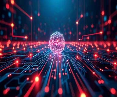 Interconnected AI infrastructure nodes with cascading security breach spreading from a single compromised point through the network, illustrated with glowing geometric shapes and warning indicators