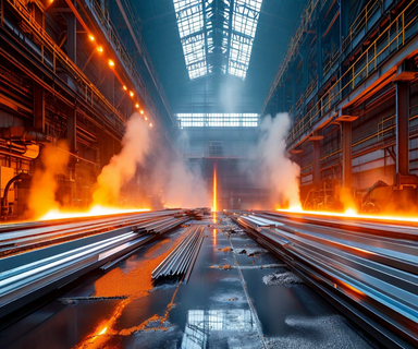 Industrial aluminum smelting facility showing molten metal production lines and premium aerospace-grade aluminum sheets, depicting the scale and sophistication of high-specification aluminum manufacturing