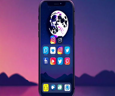 A smartphone displaying social media apps with a clock showing midnight, split between dark nighttime and bright daytime, illustrating the concept of time-based social media access restrictions for teenagers