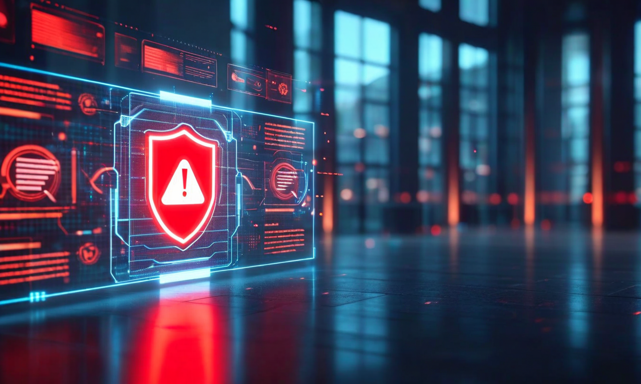 A digital illustration showing an AI chatbot interface with warning symbols and regulatory oversight imagery, representing an investigation into AI-generated harmful content