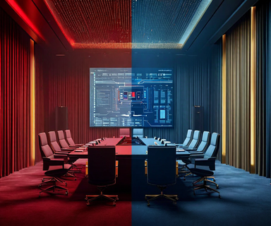 Split-screen image contrasting modern streaming technology with traditional media assets, representing Netflix's strategic withdrawal from Warner Bros. Discovery acquisition