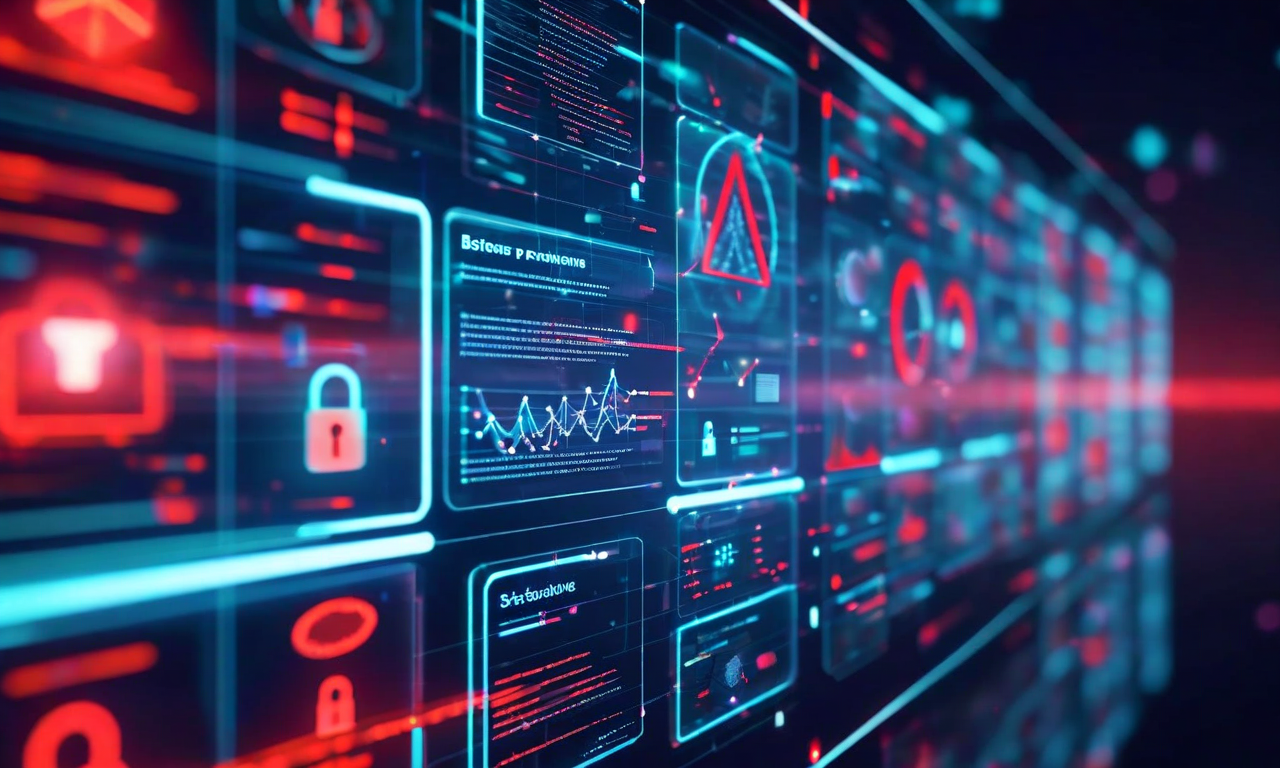Digital illustration of a compromised healthcare database showing corrupted medical records with glitching data fields, broken security barriers, and warning indicators highlighting data integrity failure in a clinical system
