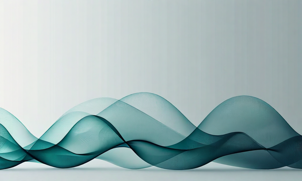 Visualization of time series decomposition showing a single waveform separating into three distinct components: a smooth trend line, a regular seasonal pattern, and irregular residual noise, rendered in blue and teal gradients against a light analytical background