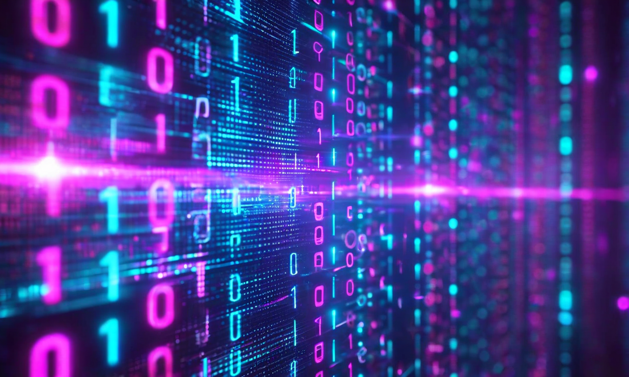 密集した数値行列を表現した抽象的なビジュアル。青紫色に光る数字が格子状に配列され、その中から隠れたパターンを探る様子を示している。虫眼鏡や検索シンボルが表面に浮かび上がり、デバッグと解釈の困難さを暗示している。