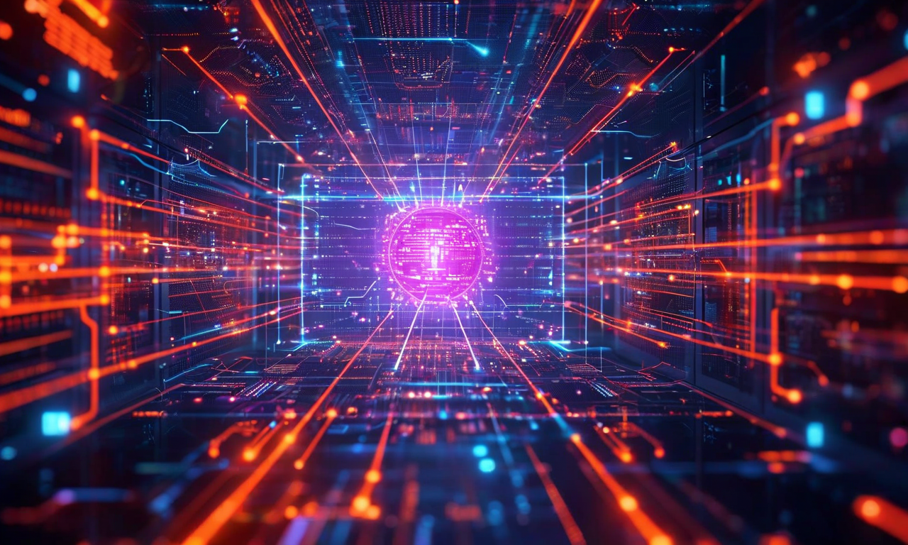 AI セキュリティの多層的な脅威環境を表現した抽象的なビジュアライゼーション。中央のAIシステムノードを囲む複数の攻撃面(ネットワークインフラ、データフロー、ユーザーインタラクション、クラウドサービス)が相互に接続されている。発光するニューラルネットワークパスウェイと赤・オレンジ色でハイライトされた脆弱性ノード。従来のセキュリティ境界が崩壊し、拡大する脅威周囲を示す同心円。サーバー、データベース、API、エンドポイントが流動するデータストリームで相互接続されたデジタルエコシステム。