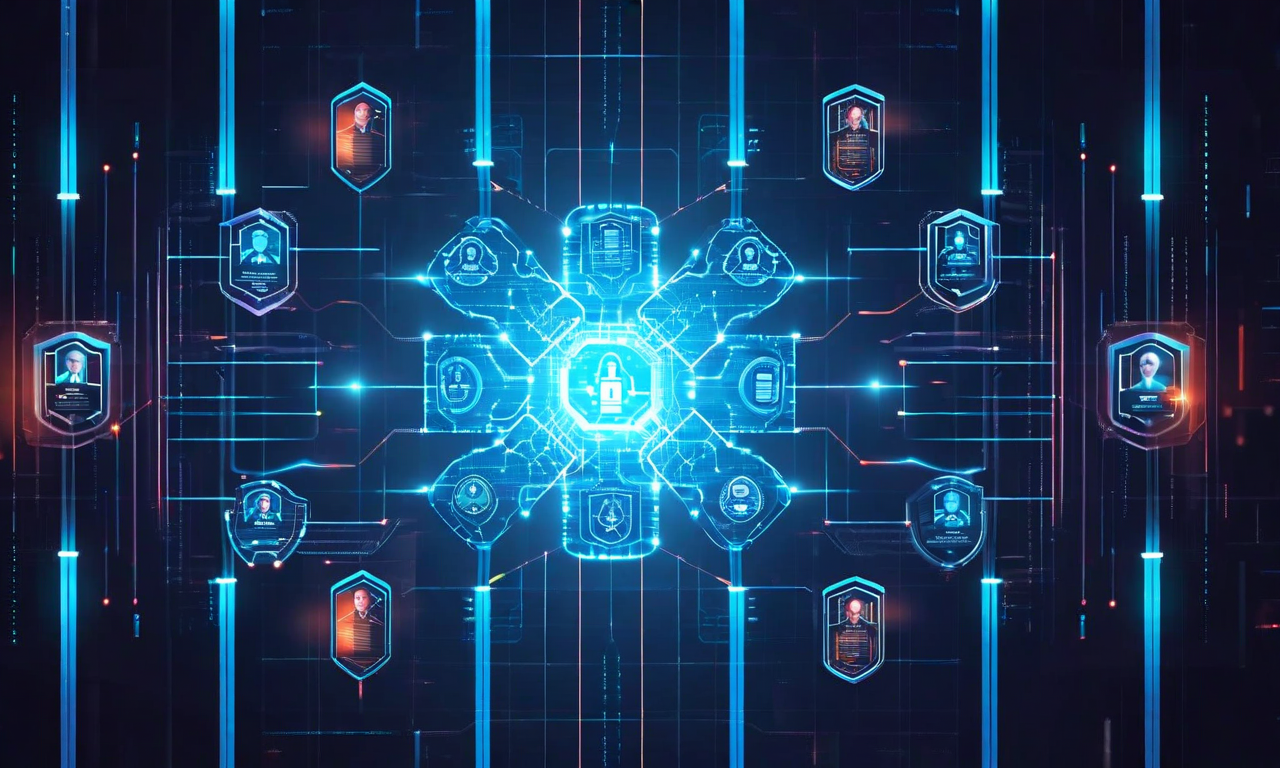 Digital illustration of an AI neural network protected by security shields, with shadowy agent figures both contained and emerging beyond security perimeters, representing AI security challenges and investment opportunities