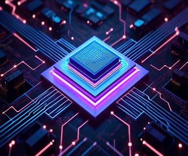 Technical illustration of a unified memory chip architecture showing processor cores connected to shared memory through glowing data pathways on a dark background