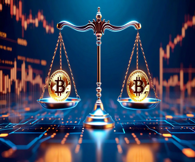 A silver balance scale weighing cryptocurrency symbols against legal documents, symbolizing the SEC's regulatory action and legal resolution with Gemini crypto exchange