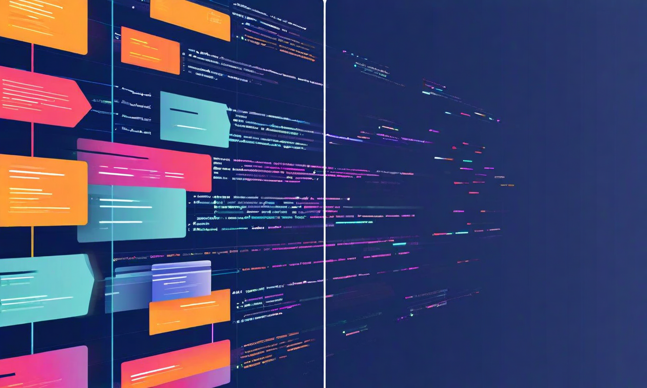 時間経過に伴うドキュメント腐朽の視覚化。左側は初期状態でドキュメント（文書）と実装（コード）が完全に一致して同期している様子を示し、右側は2～4週間経過後に両者の間に徐々に大きなギャップが生じ、乖離していく過程を表現している。矢印で時間の流れを示し、ブロックの分離や接続の断絶で技術的負債を視覚化している。
