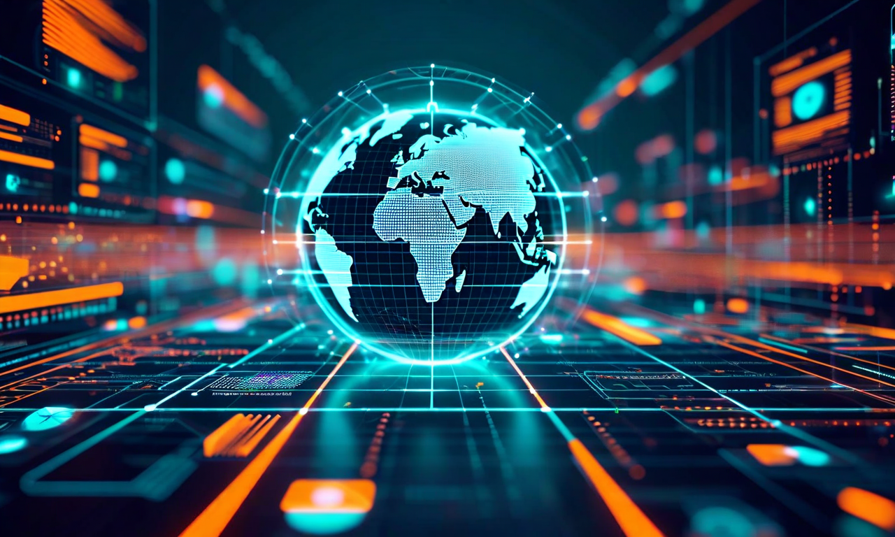 Technical illustration of a digital map interface with coordinate grids, layered spatial data, and floating configuration panels representing GIS development workflow