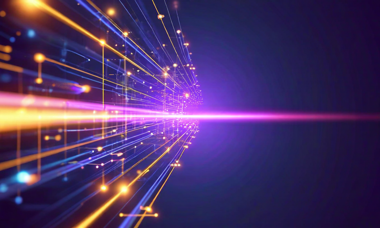 18ヶ月の戦略的機会ウィンドウを表現した抽象的なビジュアライゼーション。複数の収束する矢印が規制・技術・競争環境の急速な変化を示し、中央の明るい焦点に向かって集約されている。透明な層状の平面と発光するノード、接続パスウェイが相互に関連する機会を表現。加速と勢いの視覚的メタファーが時間的緊急性を強調している。