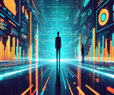A business illustration depicting the AI adoption gap, showing an elevated figure surrounded by advanced AI interfaces and data visualization elements, contrasted with multiple figures at a lower level with minimal digital tools, representing the divide between AI power users and casual adopters