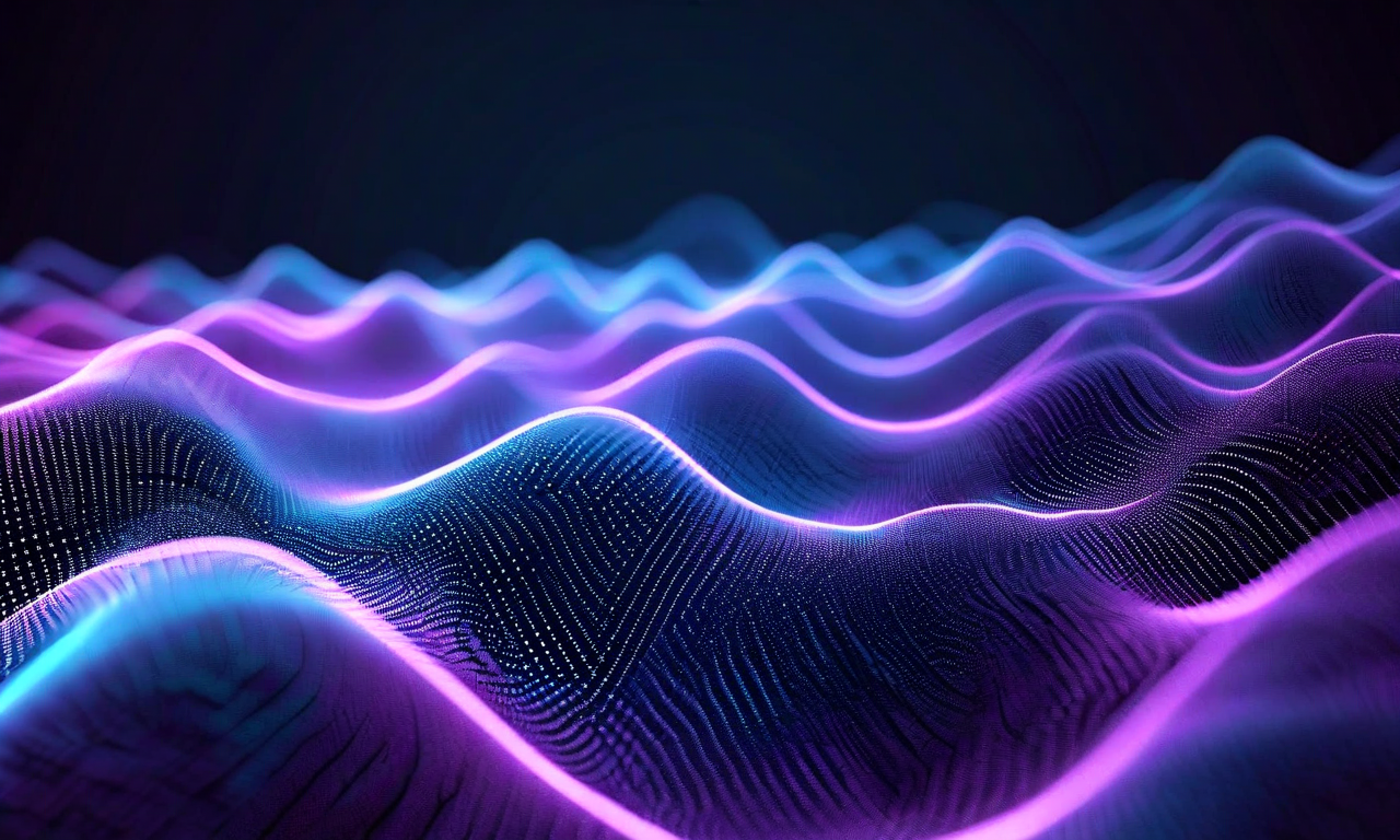 Abstract visualization of spectral wave patterns flowing through layered neural network structures, representing the dynamic evolution of transformer weight matrices during training with gradient colors transitioning from deep blue to cyan
