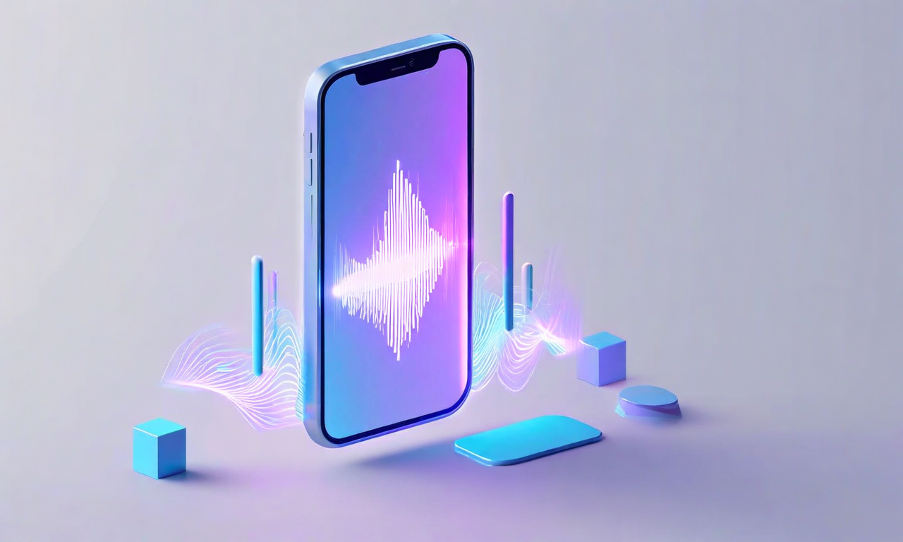 A smartphone with glowing voice waveforms transforming into organized task cards, representing voice-to-task AI technology in a modern, minimalist style