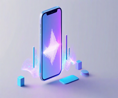 A smartphone with glowing voice waveforms transforming into organized task cards, representing voice-to-task AI technology in a modern, minimalist style