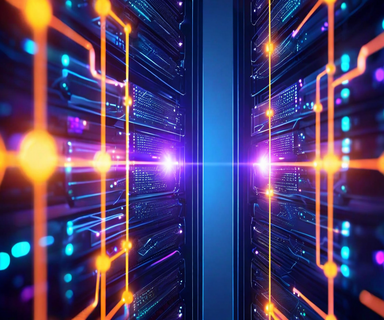Technical illustration depicting disaggregated LLM inference architecture with two separate GPU clusters connected by a data transfer pipeline, showing the movement of KV cache from prefill to decode operations