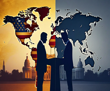 Split composition showing American and Iranian symbolic elements separated by a gap, with fragmented diplomatic imagery and nuclear facility silhouettes, representing the uncertain state of negotiations and conflicting claims about a nuclear agreement