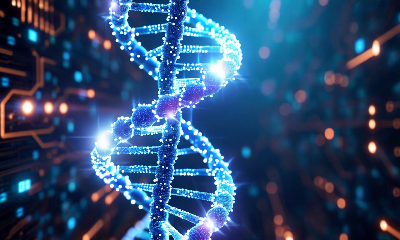 A luminous spiral structure composed of interconnected data nodes rises from a technological foundation, incorporating symbols of energy systems, climate science, and molecular structures, representing the democratization of AI infrastructure for scientific research