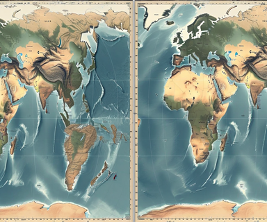 Side-by-side comparison of world maps showing the Mercator projection versus an equal-area projection, highlighting the size distortion of continents, particularly Africa's true relative size compared to other landmasses